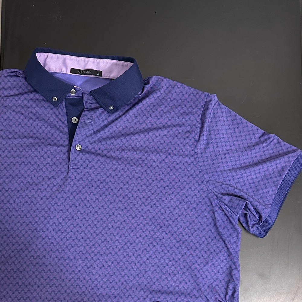 Greyson Purple Patterned Polo Shirt Men’s sz XL